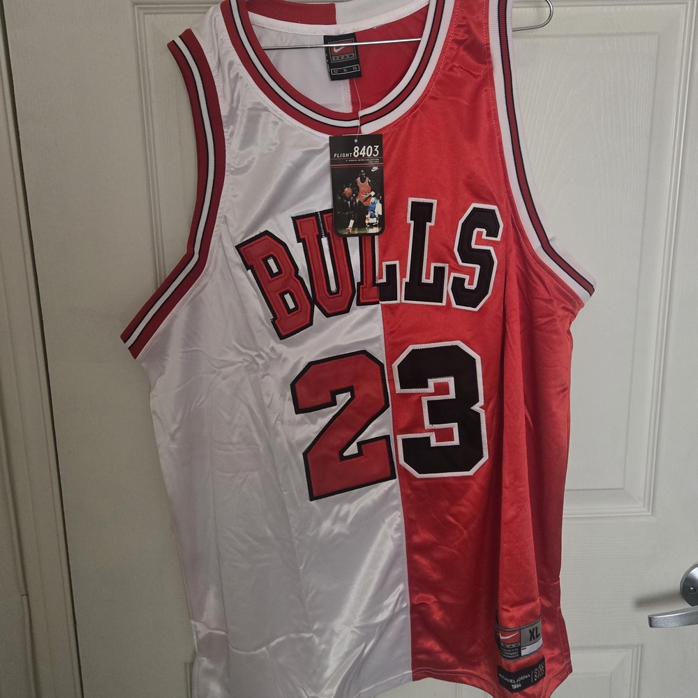 Nike Bulls Split Red and White Jersey